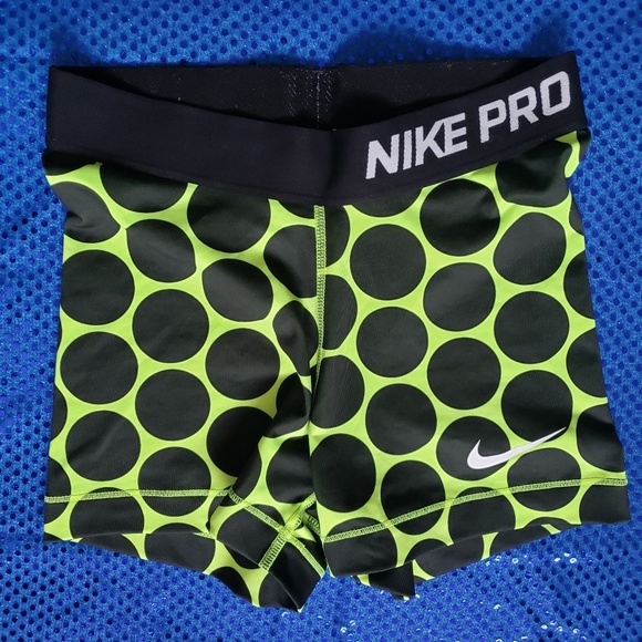 Nike Pants - NIKE Pro shorts polka dots neon yellow and black